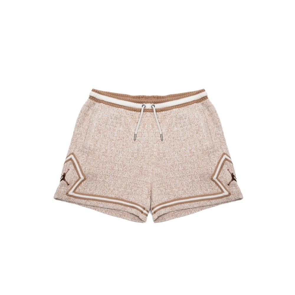 Jordan Tan Knit Athletic Shorts with Adjustable Waist